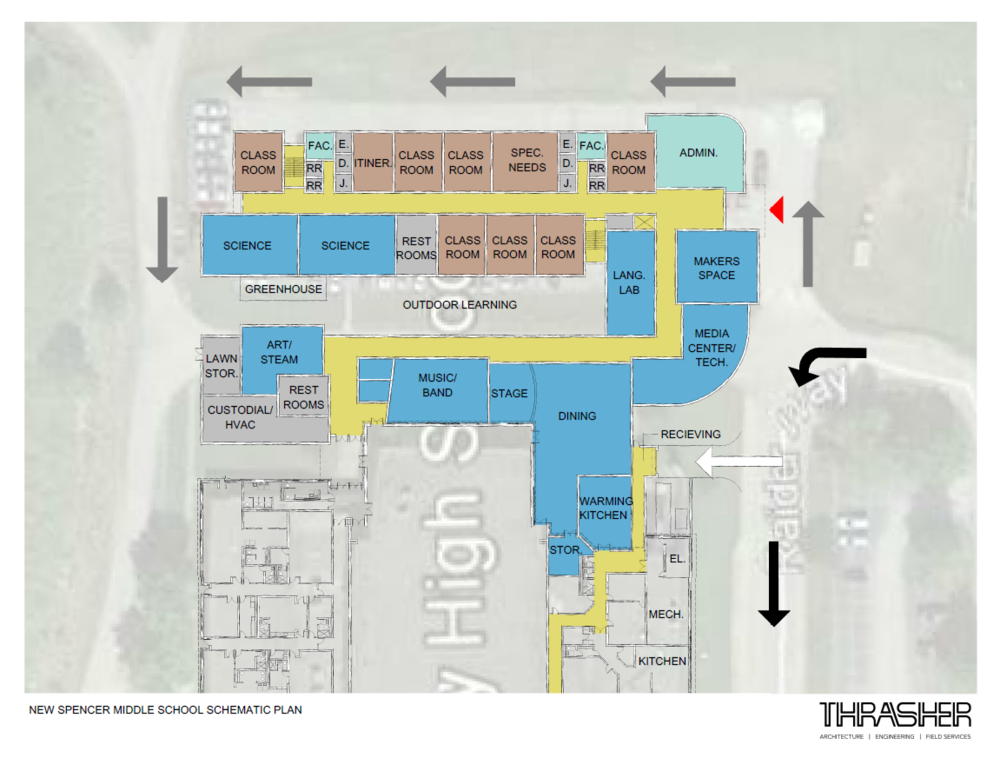 Schematic Plan for the new Spencer Middle School (not final)