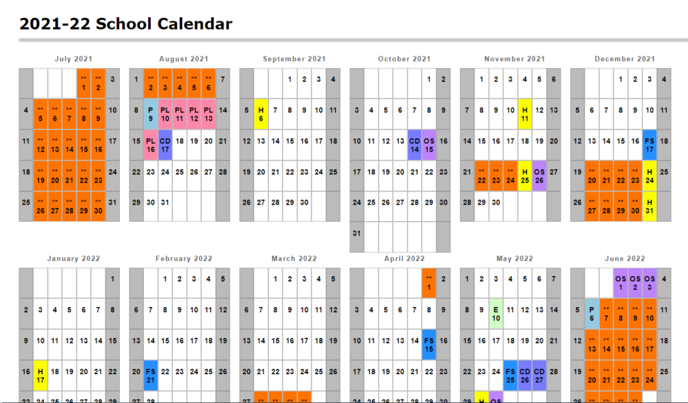 2021-22 School Calendar Adopted | Roane County Schools