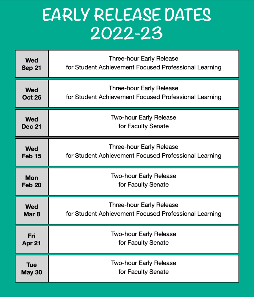 2022-23 Early Release Schedule